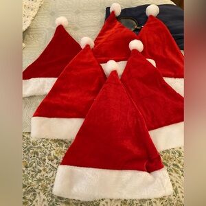 Christmas Santa Hats 6 Red Velour White Trim/Ball at end 12 in  x 15 in 6/ $19